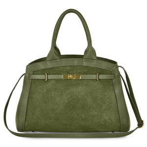 Italian Genuine Suede & Full-Grain Leather Top-Handle Bag | Forlì