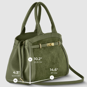 Italian Genuine Suede & Full-Grain Leather Top-Handle Bag | Forlì