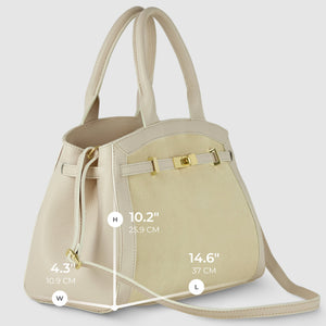 Italian Genuine Suede & Full-Grain Leather Top-Handle Bag | Forlì