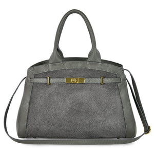 Italian Genuine Suede & Full-Grain Leather Top-Handle Bag | Forlì