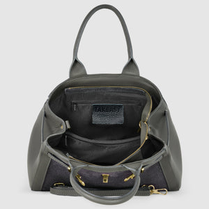 Italian Genuine Suede & Full-Grain Leather Top-Handle Bag | Forlì