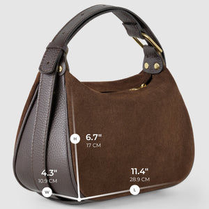 Italian Genuine Suede & Full-Grain Leather Crossbody Bag | Cremona