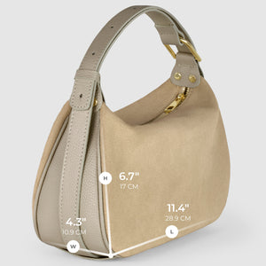 Italian Genuine Suede & Full-Grain Leather Crossbody Bag | Cremona