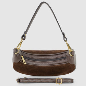 Italian Genuine Suede & Full-Grain Leather Shoulder Bag | Arezzo