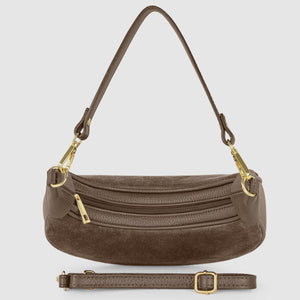 Italian Genuine Suede & Full-Grain Leather Shoulder Bag | Arezzo
