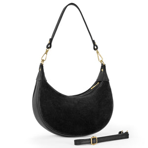 Italian Genuine Suede & Full-Grain Leather Shoulder Bag | Arezzo