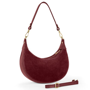 Italian Genuine Suede & Full-Grain Leather Shoulder Bag | Arezzo