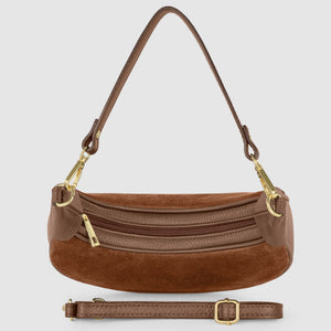 Italian Genuine Suede & Full-Grain Leather Shoulder Bag | Arezzo