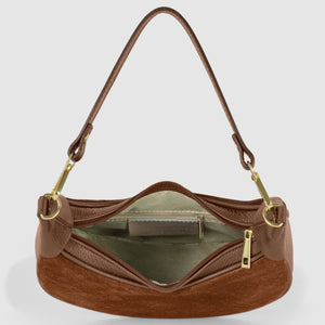 Italian Genuine Suede & Full-Grain Leather Shoulder Bag | Arezzo
