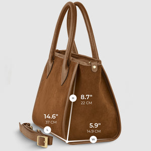 Italian Genuine Suede & Full-Grain Leather Top-Handle Bag | Alba