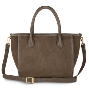 Italian Genuine Suede & Full-Grain Leather Top-Handle Bag | Alba