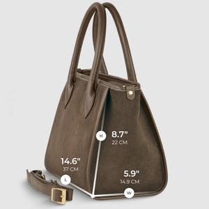 Italian Genuine Suede & Full-Grain Leather Top-Handle Bag | Alba