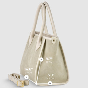 Italian Genuine Suede & Full-Grain Leather Top-Handle Bag | Alba