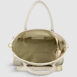 Italian Genuine Suede & Full-Grain Leather Top-Handle Bag | Alba