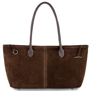 Italian Genuine Suede & Full-Grain Leather Tote Bag | Bologna