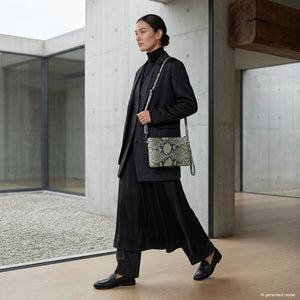 Italian Genuine Python-Print Suede Crossbody Bag | Lecce