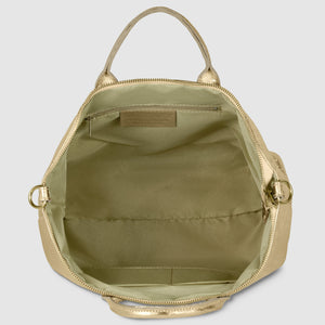 Italian Genuine Woven-Embossed Metallic Suede Top-Handle Bag | Urbino