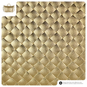 Italian Genuine Woven-Embossed Metallic Suede Top-Handle Bag | Urbino