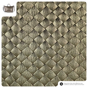 Italian Genuine Woven-Embossed Metallic Suede Top-Handle Bag | Urbino