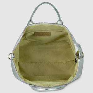 Italian Genuine Woven-Embossed Metallic Suede Top-Handle Bag | Urbino
