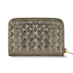 Italian Genuine Woven-Embossed Metallic Suede Wallet | Pesaro