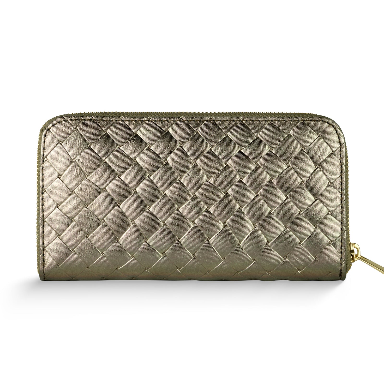 Italian Genuine Woven-Embossed Metallic Suede Wallet | Trento