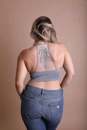 Tattoo Back Bralette Bralette Leto Collection 1X/2X Gray 