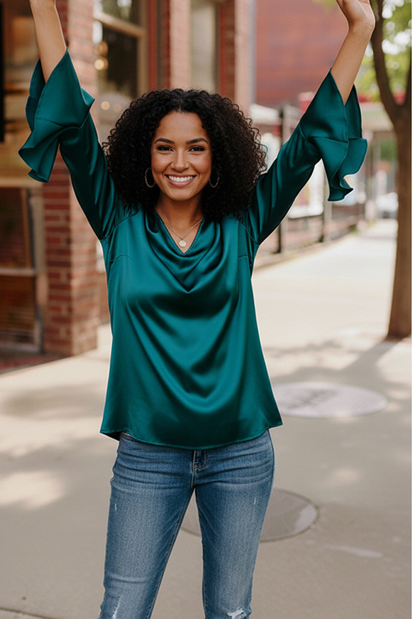 Teal Temptation Silk Blouse