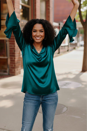 Teal Temptation Silk Blouse