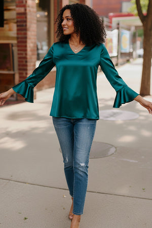 Teal Temptation Silk Blouse
