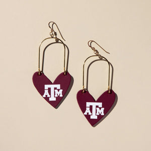 Texas A&M University Maroon Sweetheart Earrings