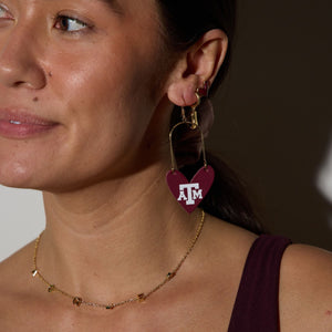 Texas A&M University Maroon Sweetheart Earrings