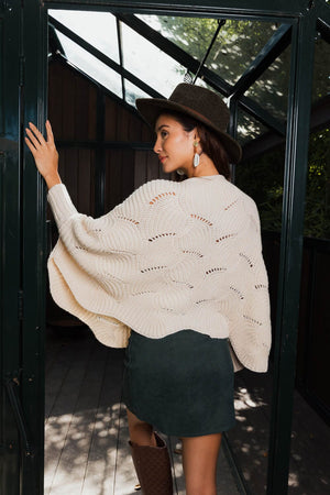 Texture Trend Sleeve-Knit Poncho Ponchos Leto Collection 