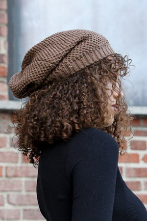 Textured Slouch Beanie Beanies Leto Collection Mocha 