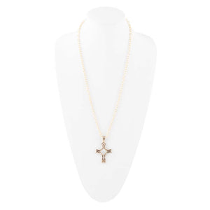 The Light White Mother of Pearl Cross Pendant Golden Necklace