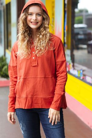 The Slouchy Terracotta French Terry Snap Button Hoodie Haptics 