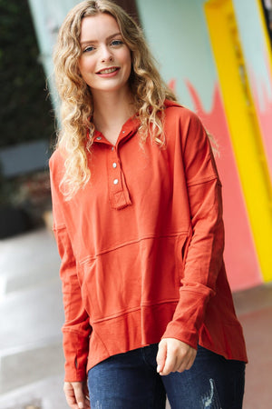 The Slouchy Terracotta French Terry Snap Button Hoodie Haptics 