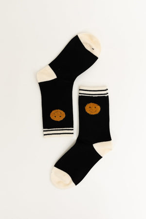 Threaded Smiles Crew Socks Socks Leto Collection One Size Black 