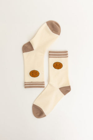 Threaded Smiles Crew Socks Socks Leto Collection One Size Ivory 