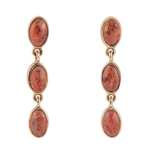 Three Times the Orange Sponge Coral Golden Drop Earrings