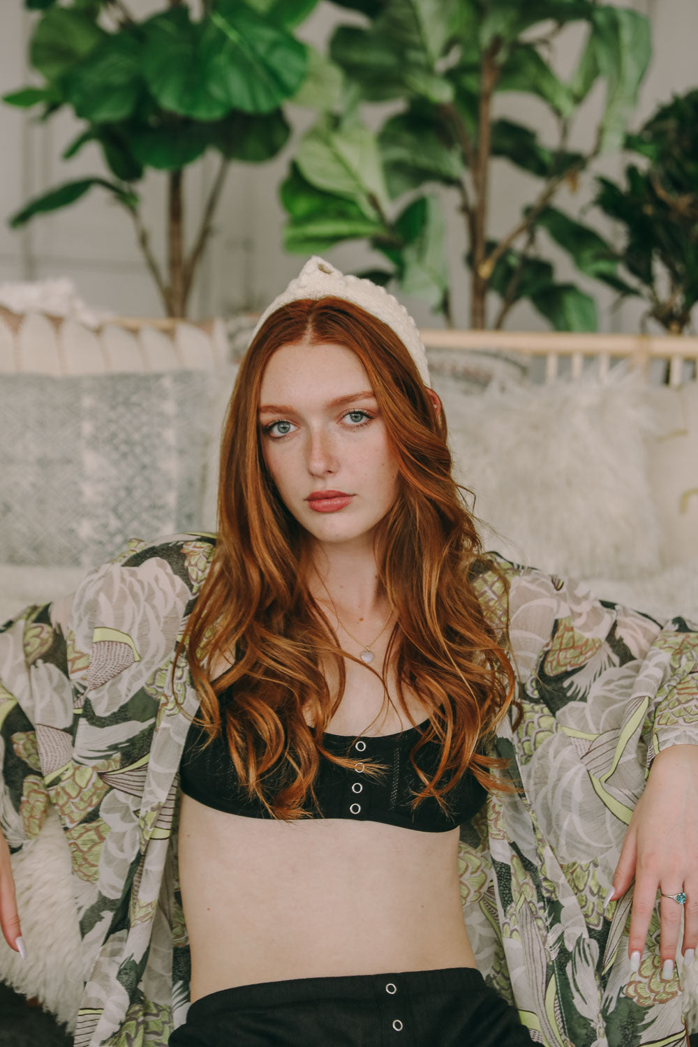 Top Knot Checker Crochet Headband Hats & Hair Natural