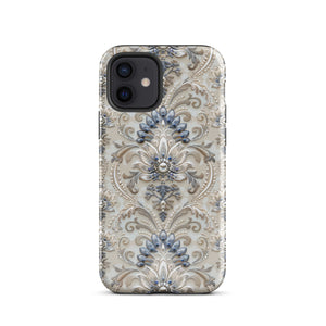 French Damask Blue Tough Case for iPhone®