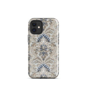 French Damask Blue Tough Case for iPhone®