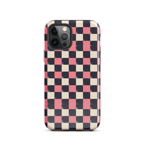 Checkered Black & Pink Tough Case for iPhone®