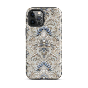 French Damask Blue Tough Case for iPhone®