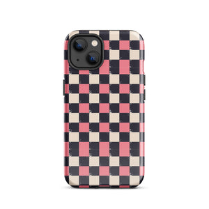Checkered Black & Pink Tough Case for iPhone®
