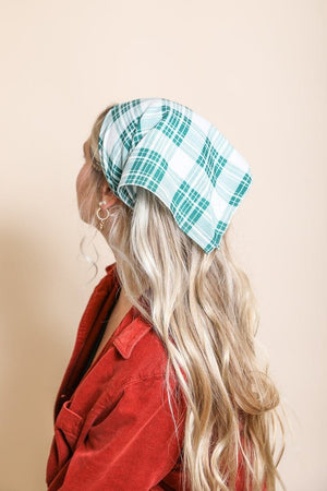 Triangle Flannel Head Scarf Hats & Hair Leto Collection Green 