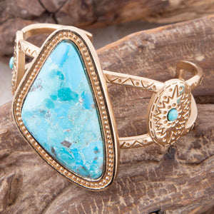 Tulum Blue Turquoise Golden Cuff Bracelet