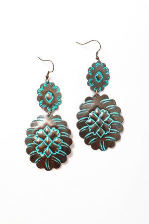 Turquoise Flower Drop Earrings Earrings Leto Collection 