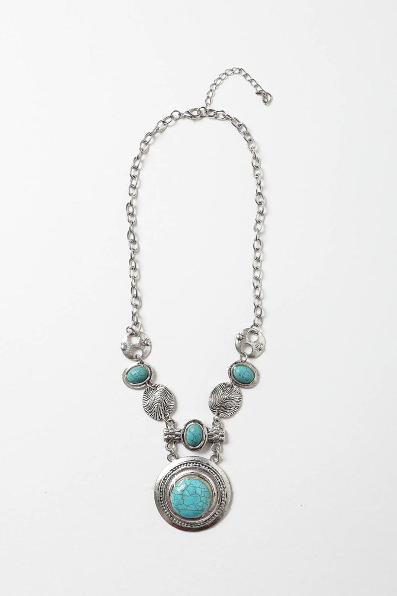 Turquoise & Silver Stepping Stone Necklace Jewelry Leto Collection 
